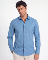 Fermo Non-Iron Stretch Long Sleeve Shirt - Blue view 1