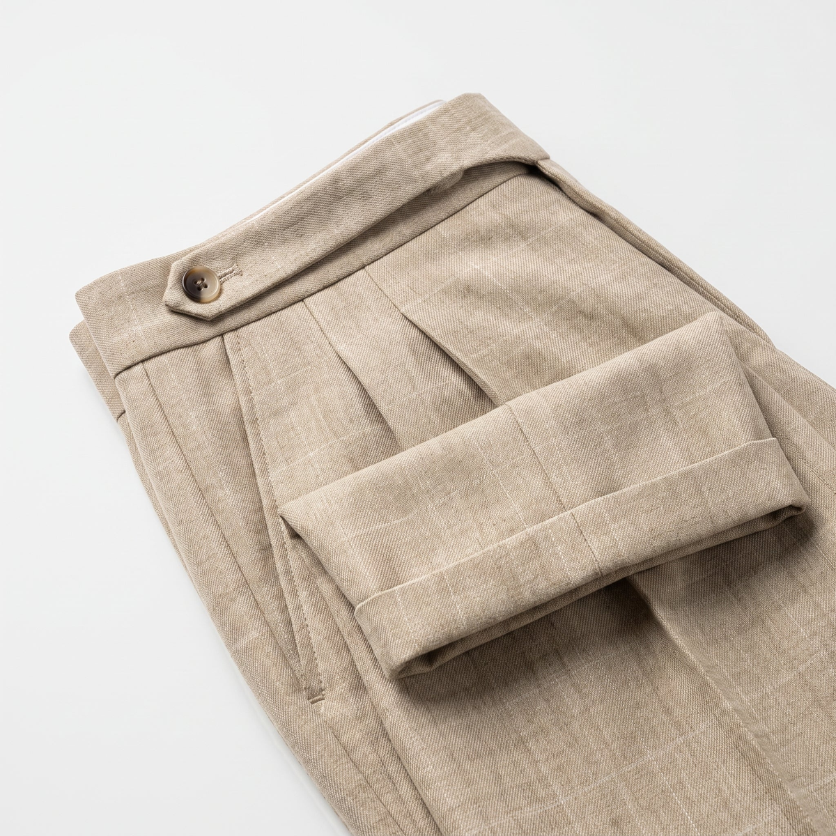 Capri Pleated Side-Tab Trouser - Oatmeal