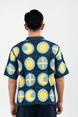 Hemd met korte mouwen 'Celestial Crochet', marineblauw view 2