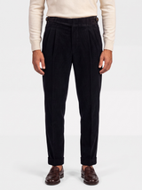Cervo Pleated Corduroy Gurkha Trouser - Black view 1