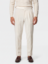 Cervo Pleated Corduroy Gurkha Trouser - Cream view 1