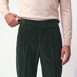 Cervo Pleated Corduroy Gurkha Trouser - Green view 3