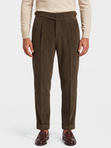 Cervo Pleated Corduroy Gurkha Trouser - Khaki view 1
