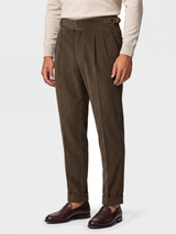 Cervo Pleated Corduroy Gurkha Trouser - Khaki view 3