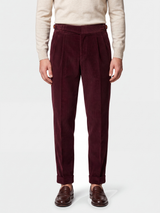 Cervo Pleated Corduroy Gurkha Trouser - Maroon view 1