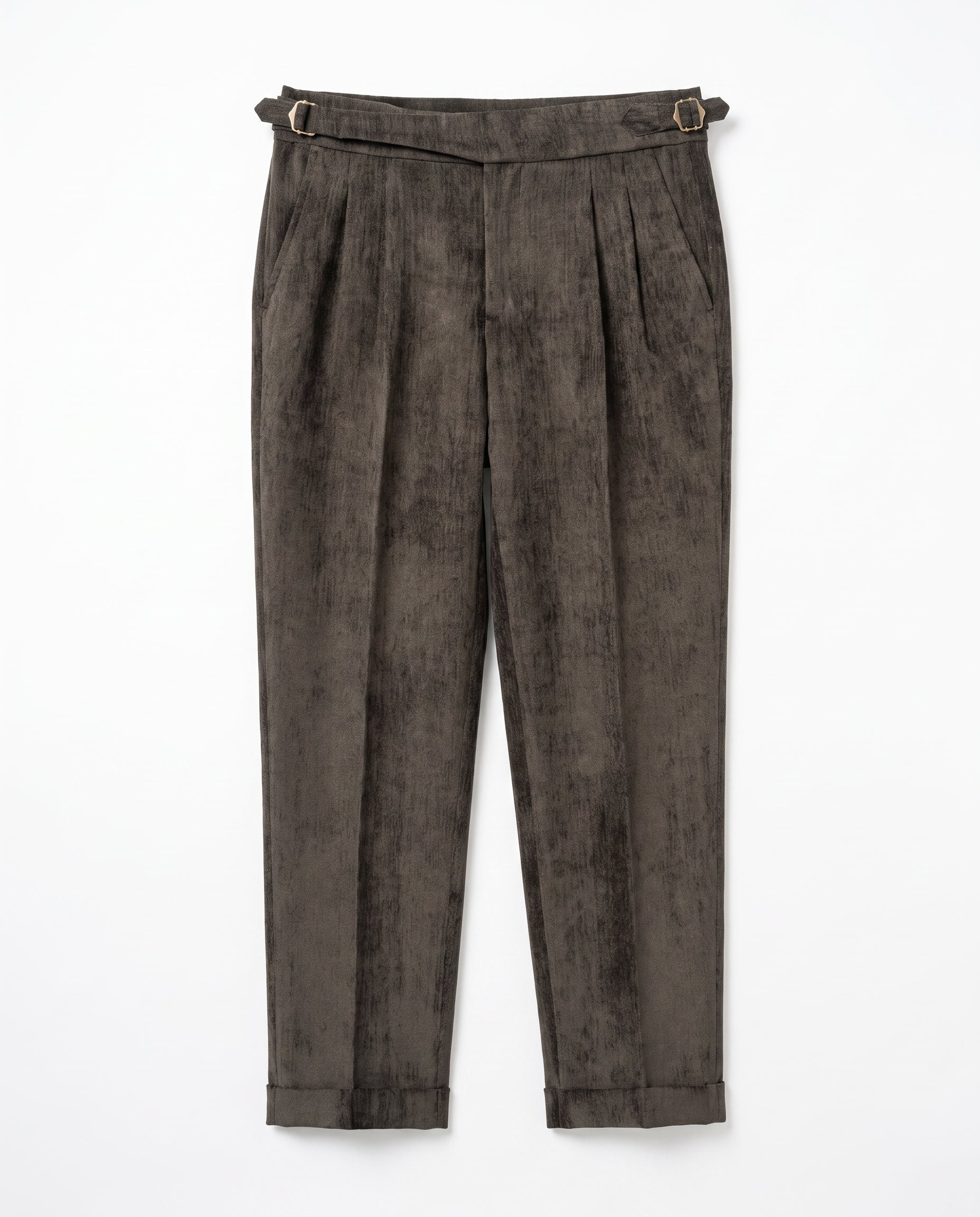 Venezia Pleated Velvet Gurkha Trouser - Charcoal