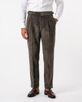 Venezia Pleated Velvet Gurkha Trouser - Charcoal view 1