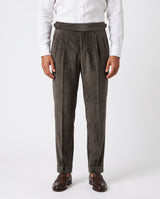 Venezia Pleated Velvet Gurkha Trouser - Charcoal view 3