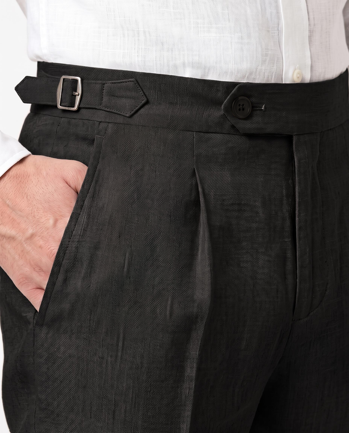 Geplooide Linnen Broek, Houtskoolgrijs