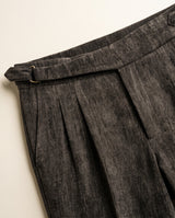 Venezia Pleated Velvet Gurkha Trouser - Charcoal view 5