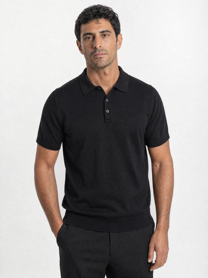Classic Knit Polo, Black