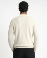 Como Ribbed Quarter-Zip Knit Polo - Cream view 3