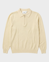 Como Ribbed Quarter-Zip Knit Polo - Cream view 4