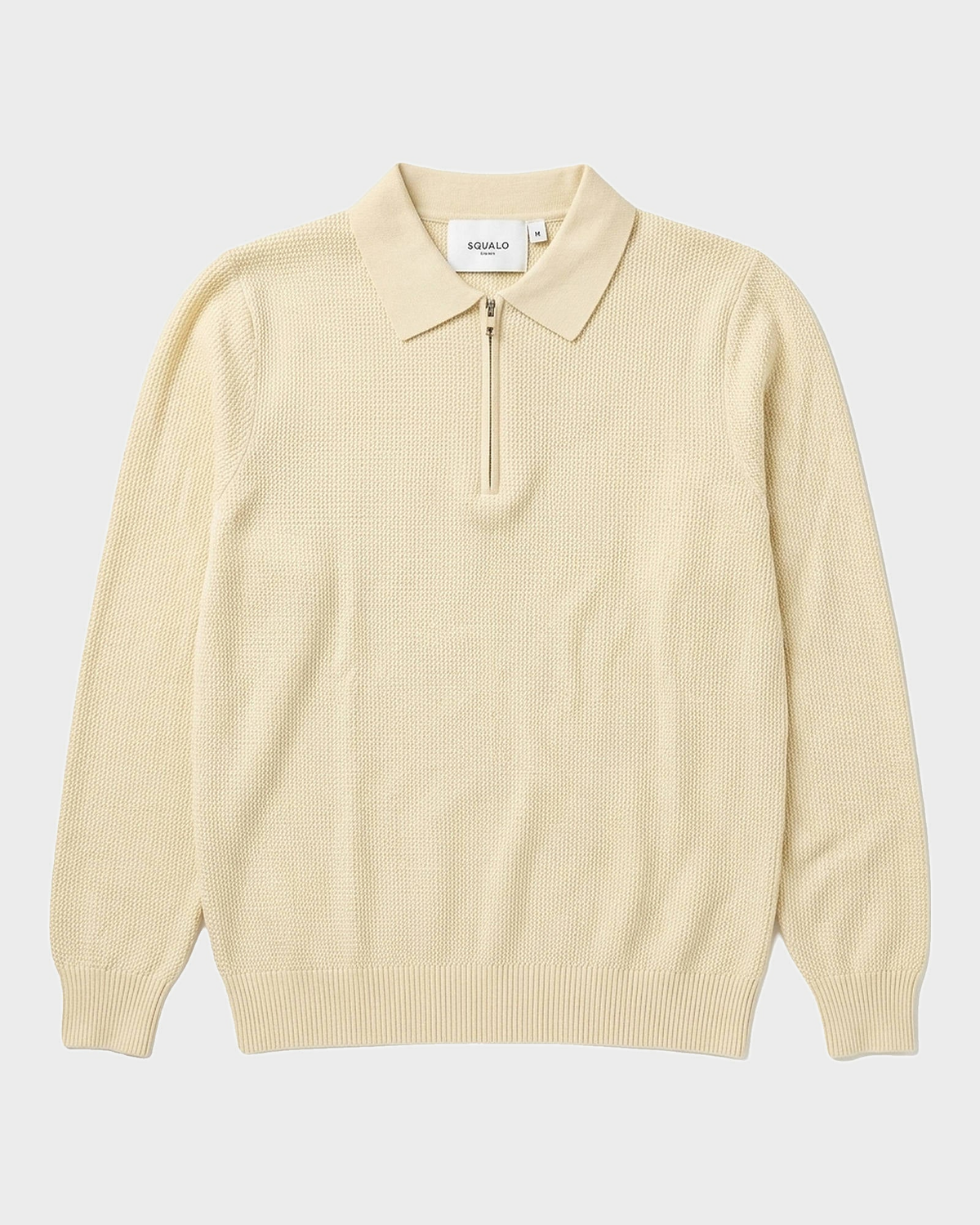 Como Ribbed Quarter-Zip Knit Polo - Cream