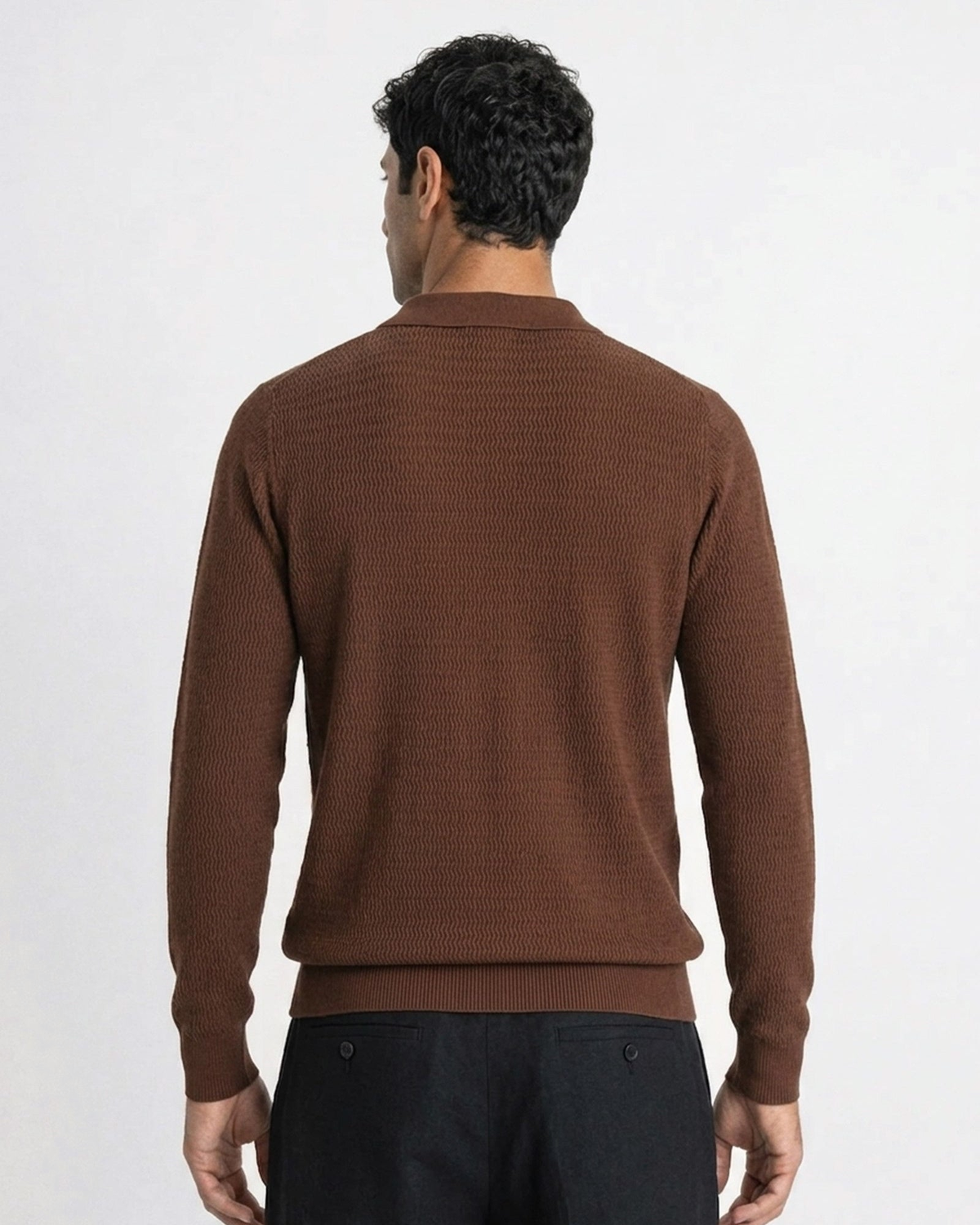 Como Ribbed Quarter-Zip Knit Polo - Espresso