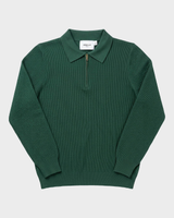 Como Ribbed Quarter-Zip Knit Polo - Forest Green view 4