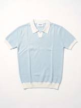 Contrast-Collar Knit Polo, Sky view 5