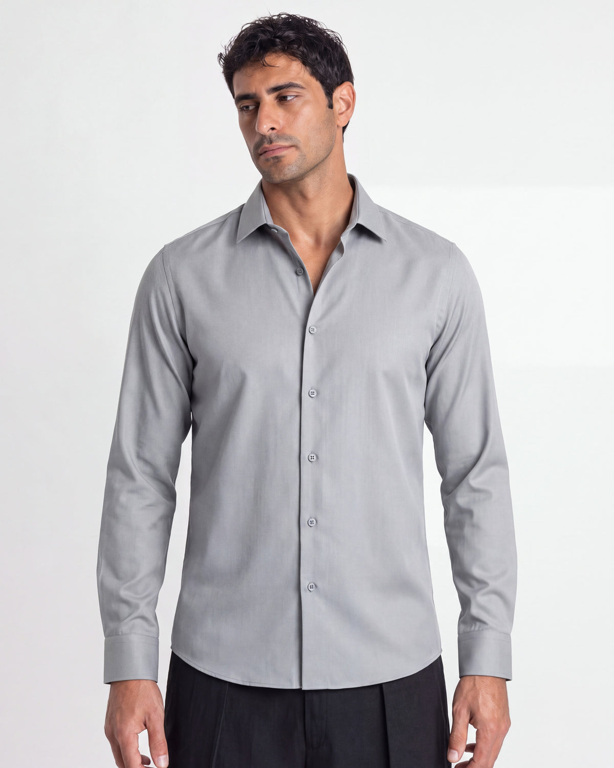 Fermo Non-Iron Stretch Long Sleeve Shirt - Grey