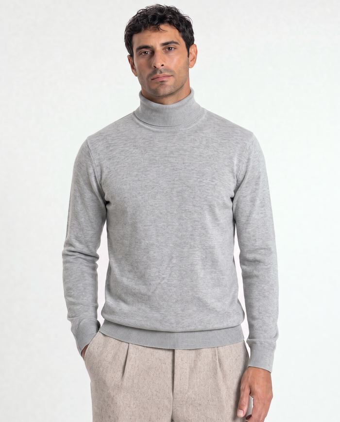 Milano Fine-Gauge Knit Turtleneck - Grey