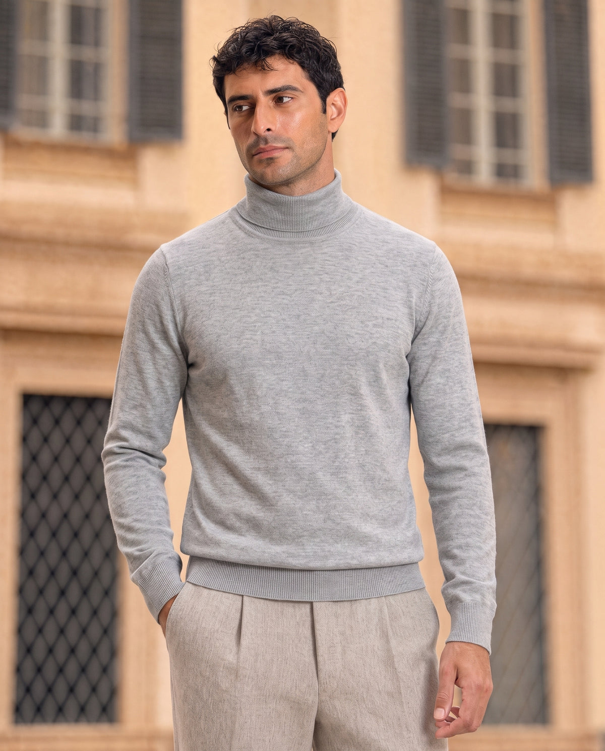 Milano Fine-Gauge Knit Turtleneck - Grey