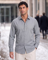 Fermo Non-Iron Stretch Long Sleeve Shirt - Grey view 2