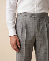 Capri Pleated Side-Tab Trouser - Grey Check view 3