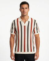 Vertikal gestreiftes Strickpolo, Rostrot view 1