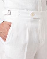 Pleated Linen Trousers, White view 3