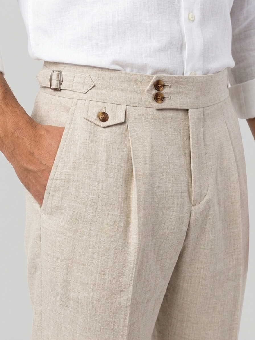 Waistband detail, Gurkha-Hose, Sand