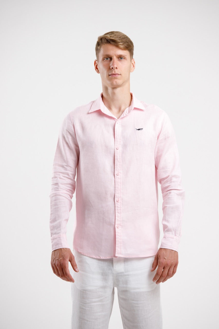 100% Linen Slim Fit Shirt – Pink