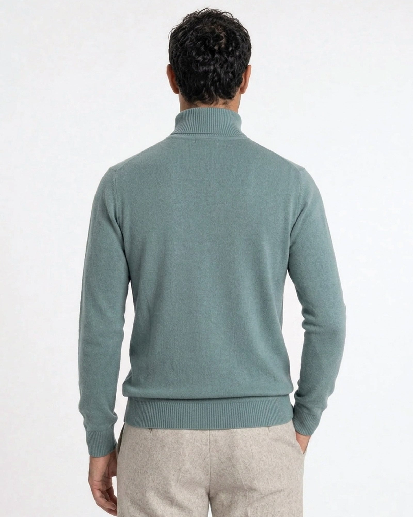 Milano Fine-Gauge Knit Turtleneck - Sage Green
