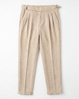 Venezia Pleated Velvet Gurkha Trouser - Oat Cream view 3