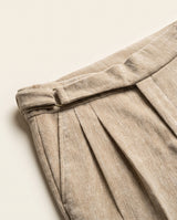 Venezia Pleated Velvet Gurkha Trouser - Oat Cream view 4