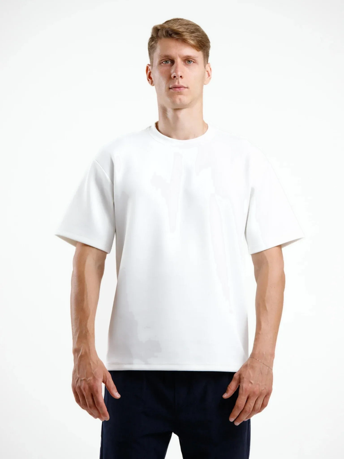Oversized T-shirt met ronde hals, Wit