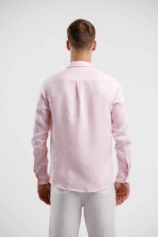 Pure Linen Long Sleeve Shirt - Pink