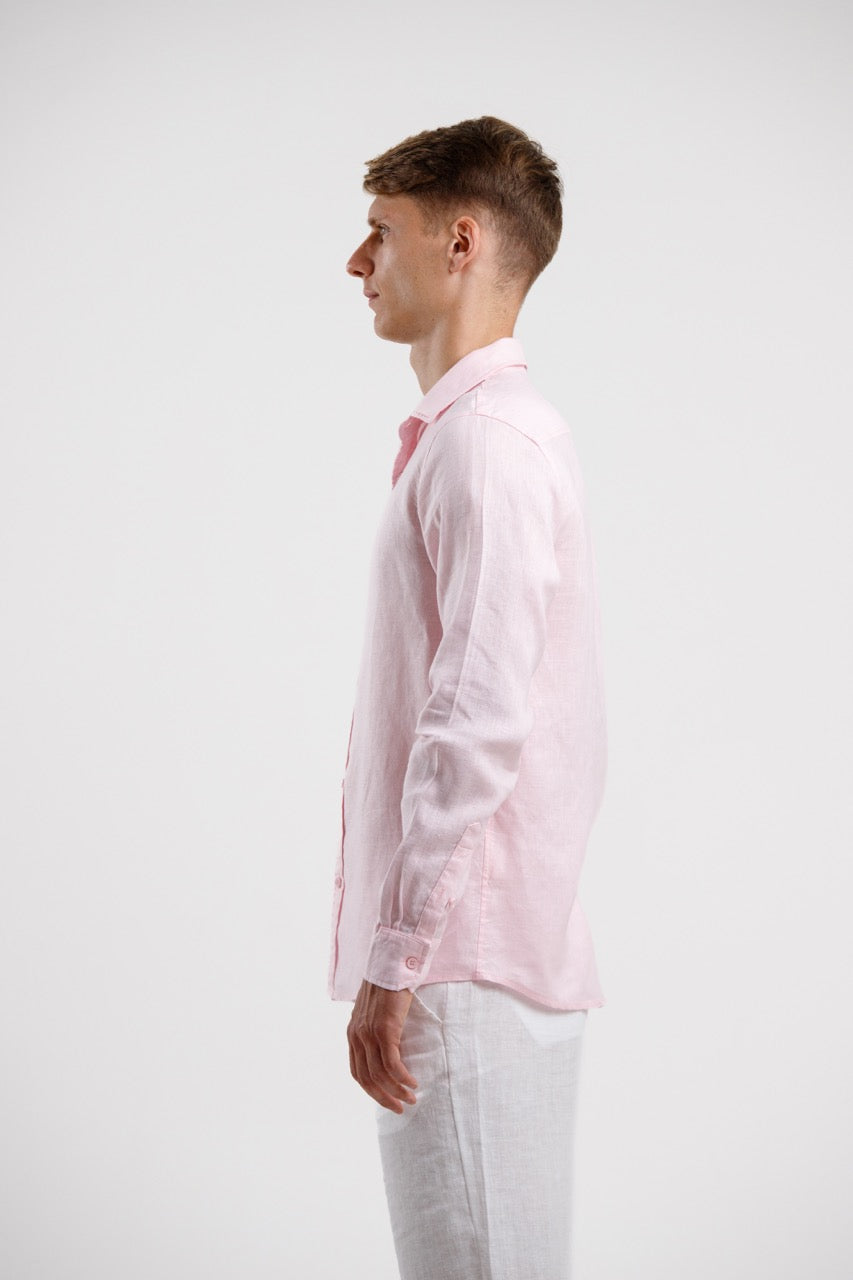 100% Linen Slim Fit Shirt – Pink