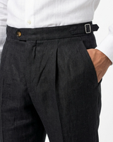 Pleated Linen Trousers, Charcoal view 4
