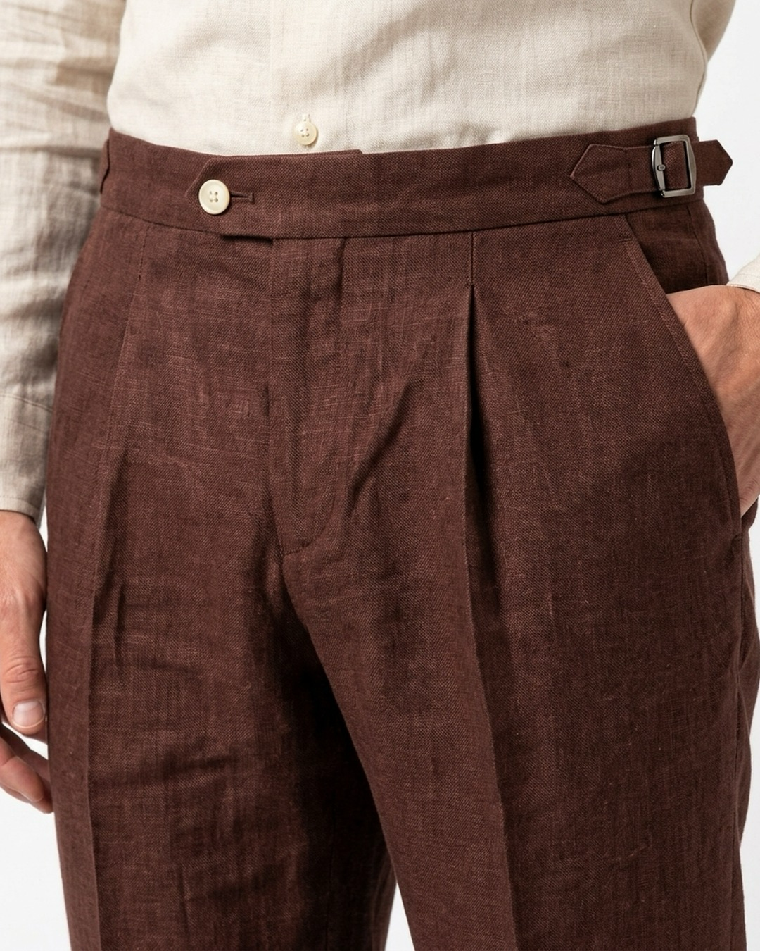 Plissierte Leinenhose, Schokolade