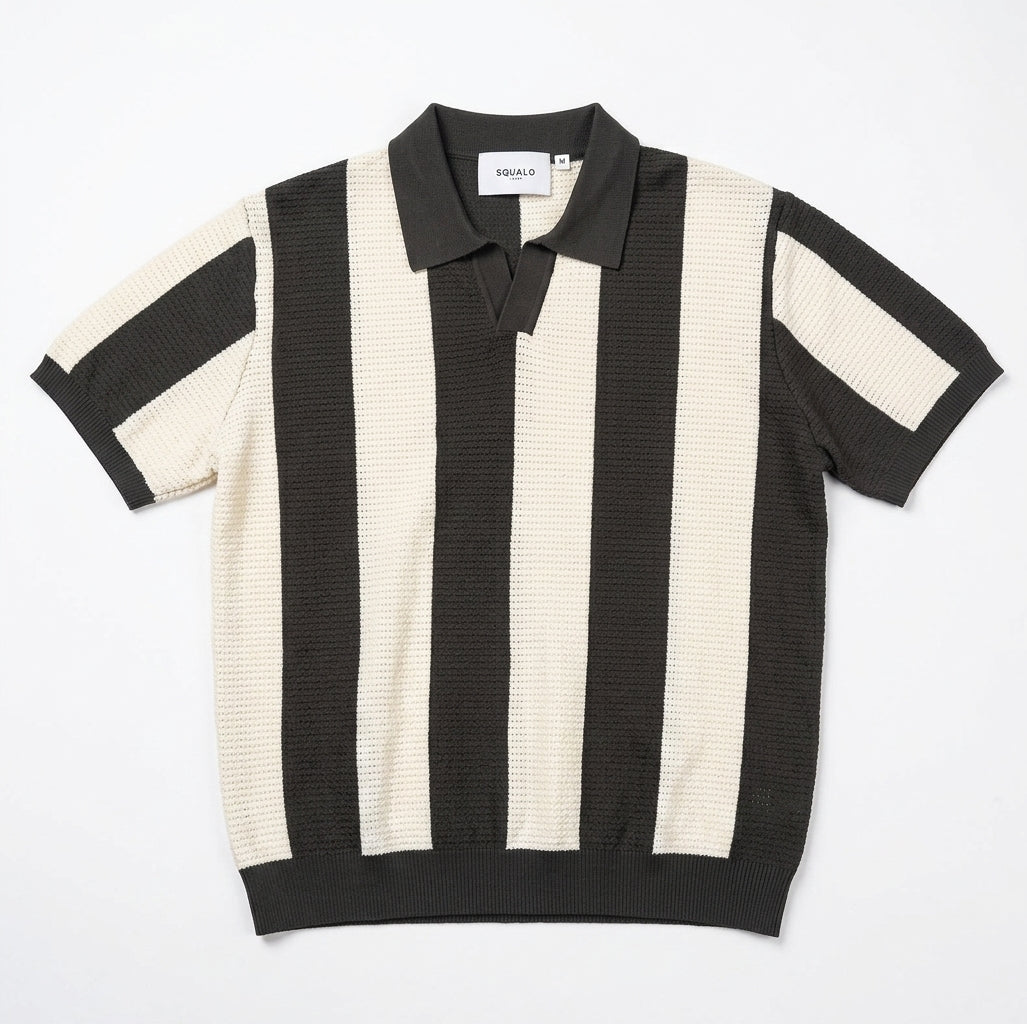 Carbone Striped Knit Polo