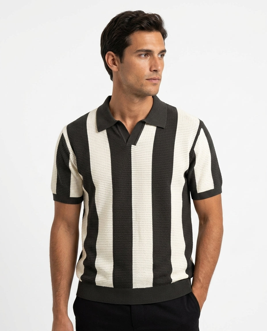 Carbone Striped Knit Polo