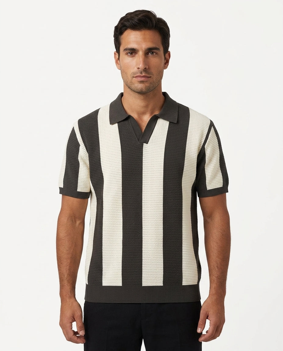 Carbone Striped Knit Polo