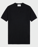 Geribd Gebreid T-shirt, Zwart view 4