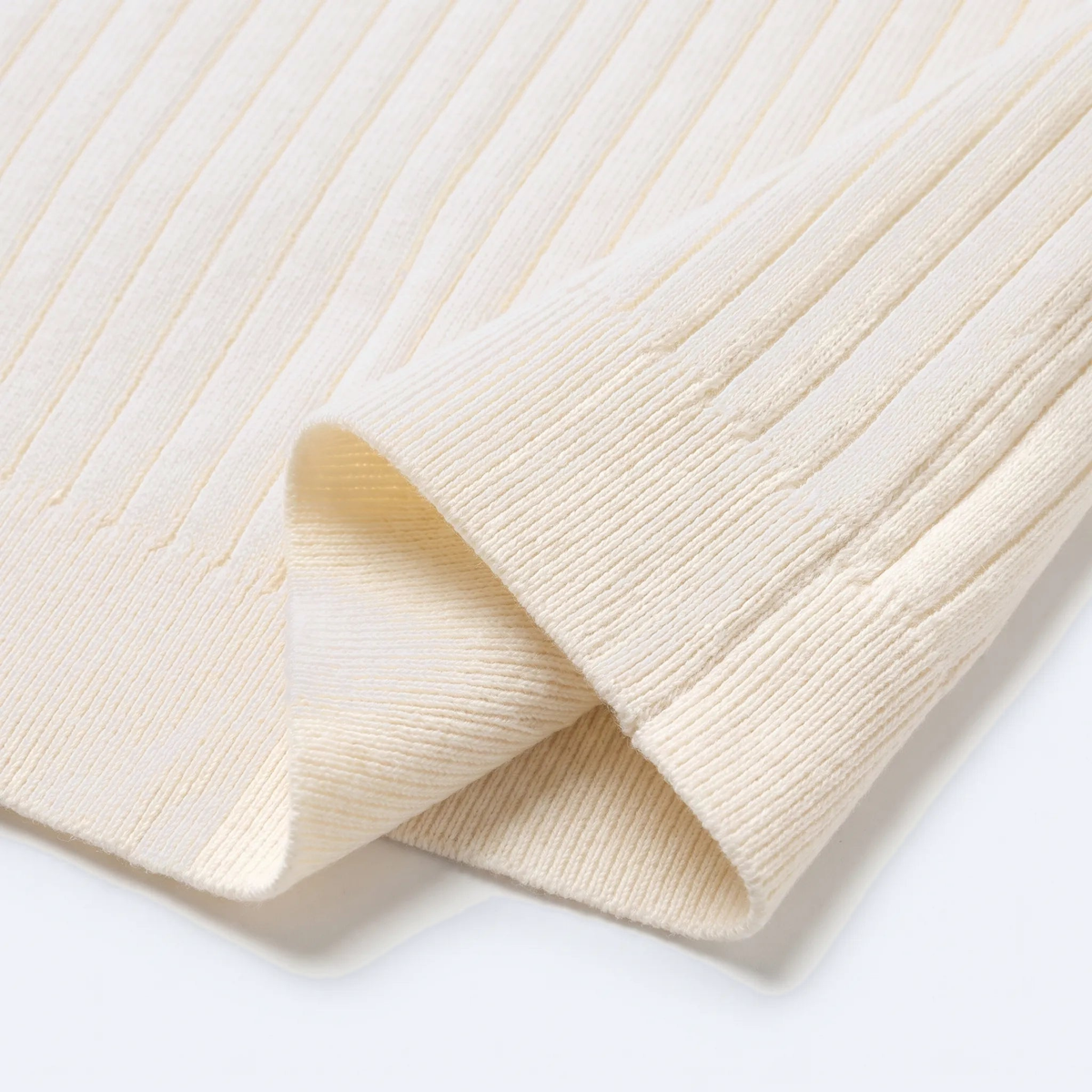 Ribbed Knit Tee, Cream