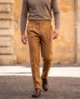 Bundfaltenhose aus Leinen, Cognac view 2