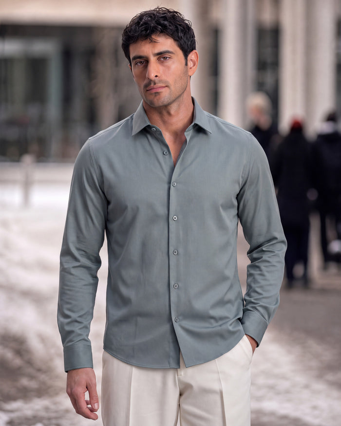 Fermo Non-Iron Stretch Long Sleeve Shirt - Sage