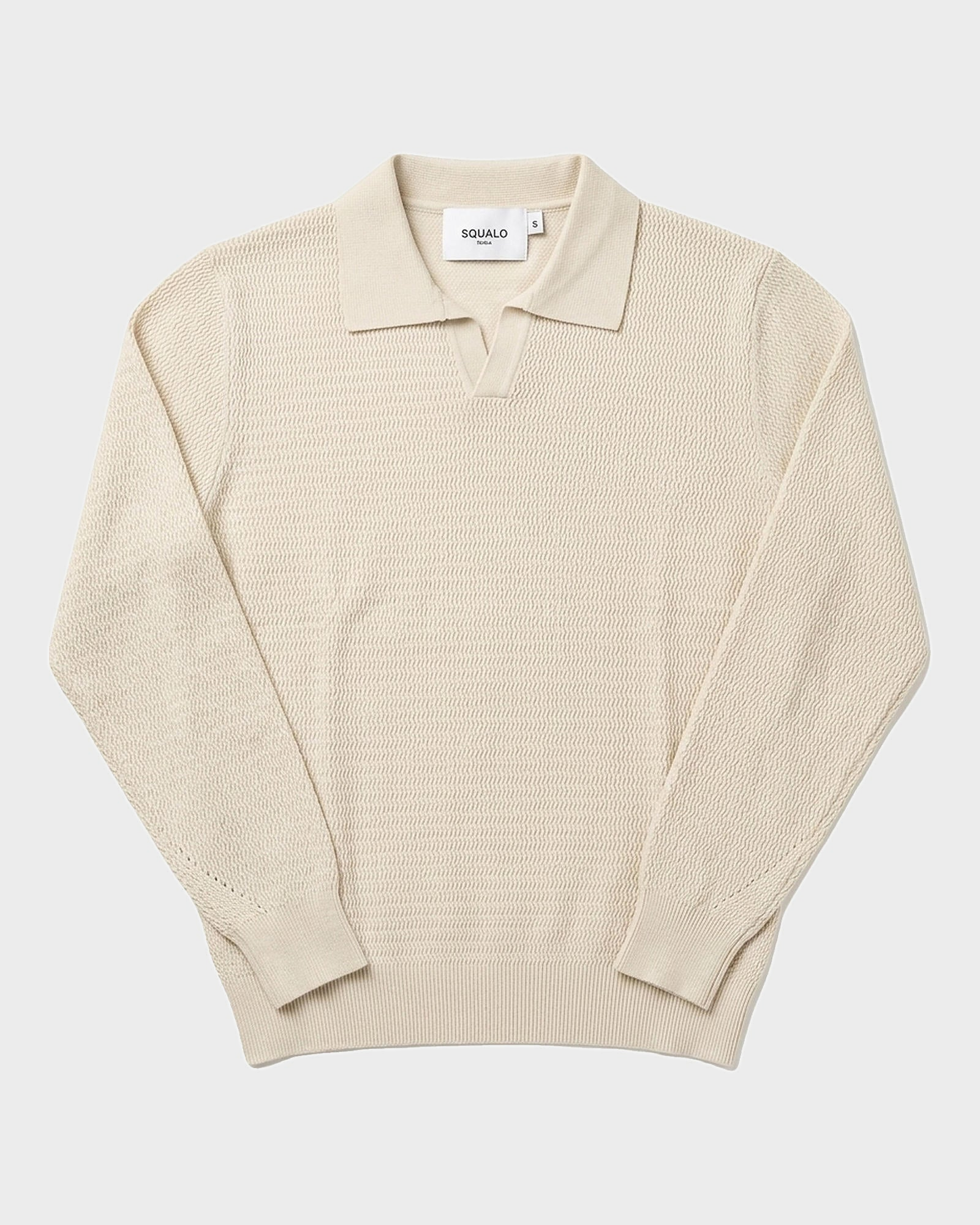 Sirmione Wave-Textured Open-Collar Knit Polo - Beige