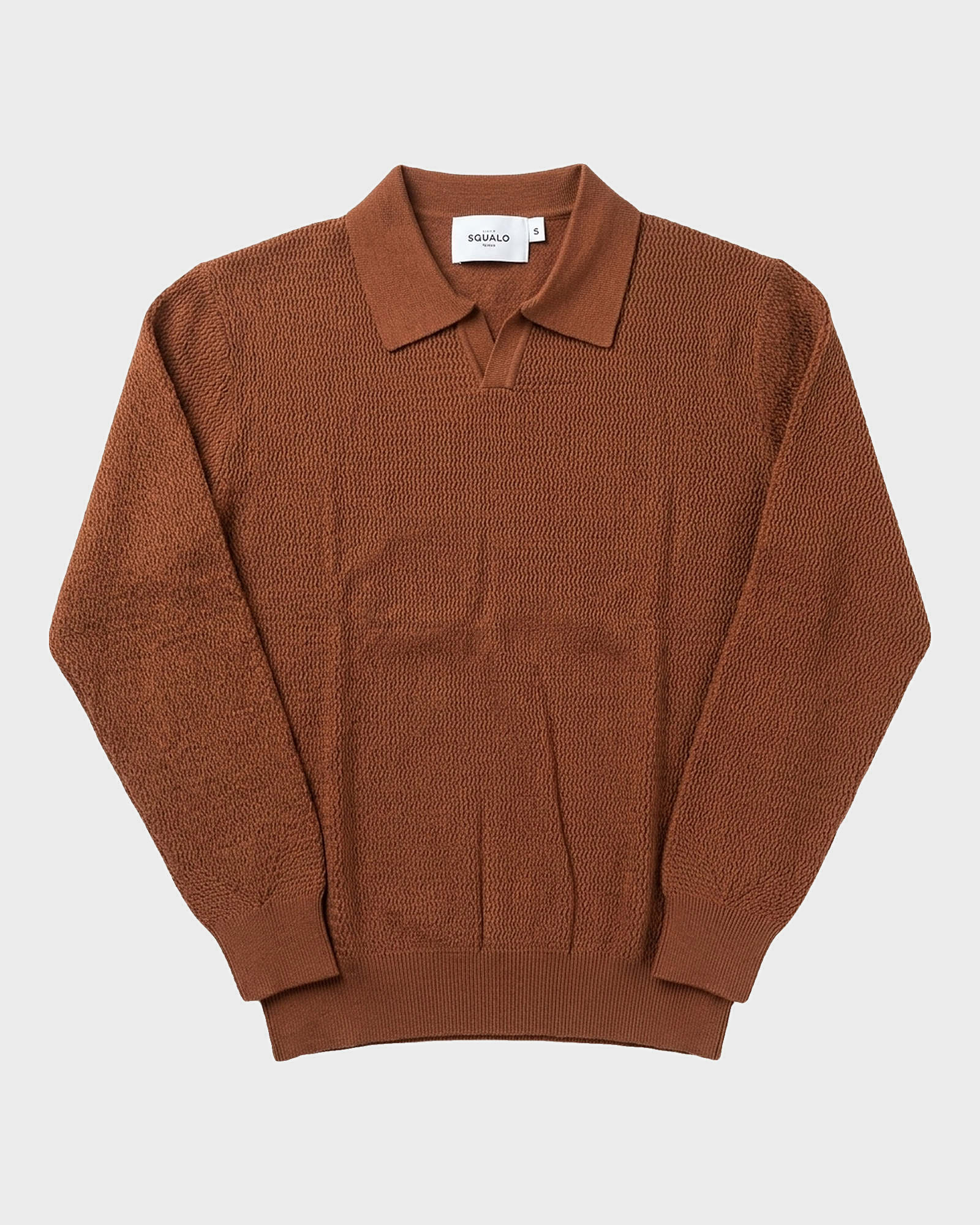 Sirmione Wave-Textured Open-Collar Knit Polo - Brown