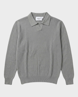 Sirmione Wave-Textured Open-Collar Knit Polo - Grey view 4