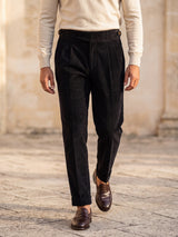 Cervo Pleated Corduroy Gurkha Trouser - Black view 2
