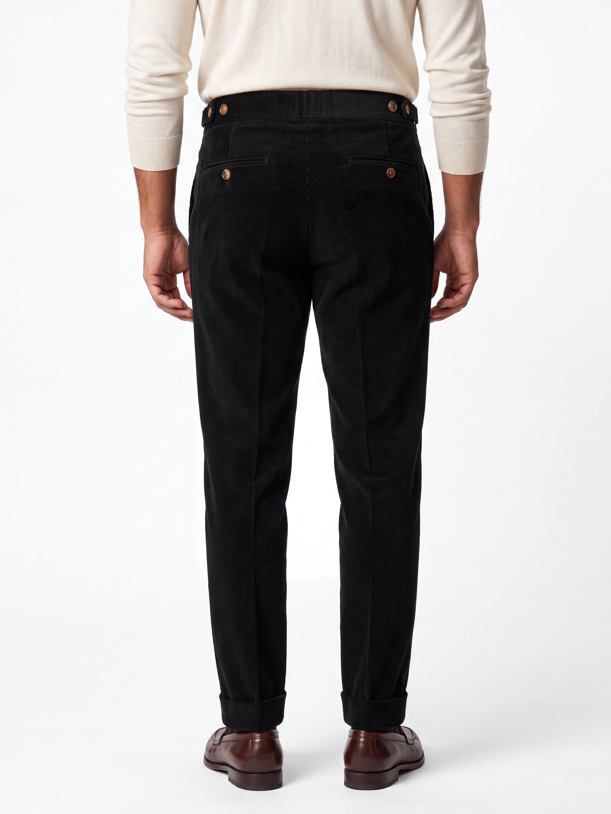 Cervo Pleated Corduroy Gurkha Trouser - Black